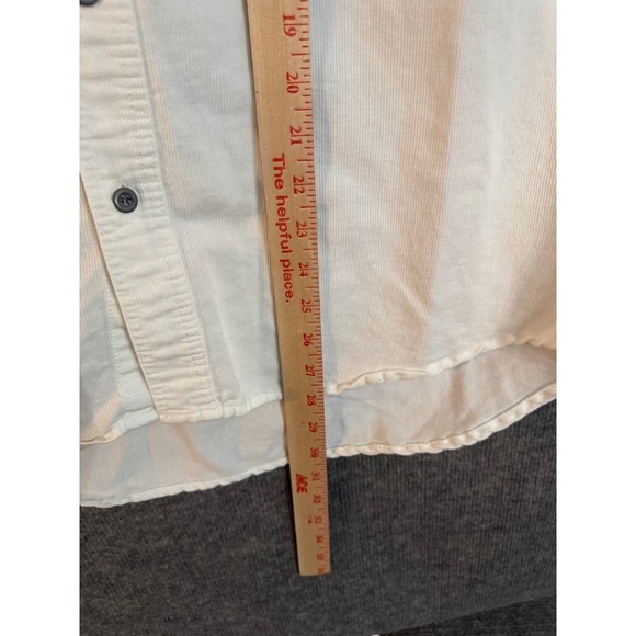 Bugle Boy Gold Crest Millennium Series White Corduroy Band Collar Shirt Mens L - Picture 5 of 8